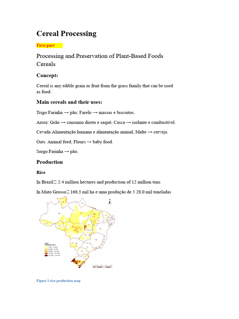 Cereal Processing | PDF | Cereals | Rice
