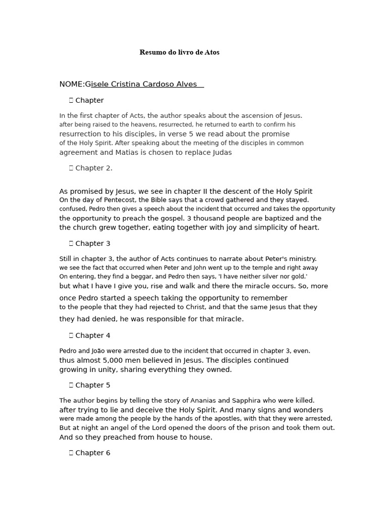 Summary of The Book of Acts | PDF | Paul The Apostle | Acts Of The Apostles