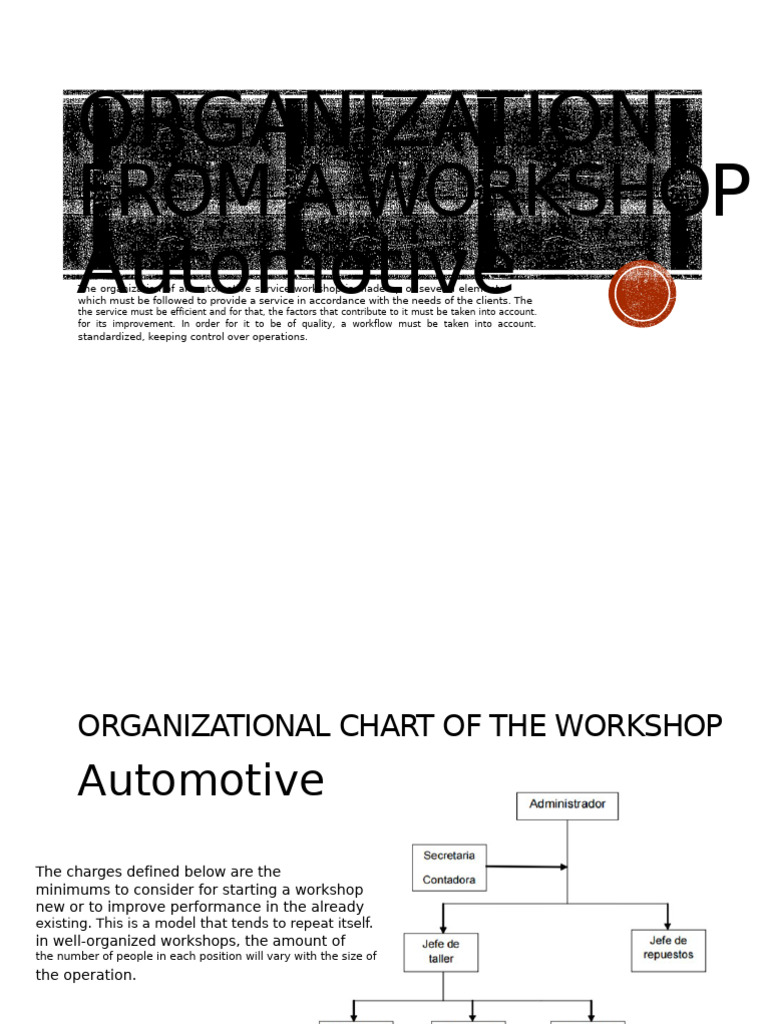 Automotive Workshop Organization Guide | PDF | Business