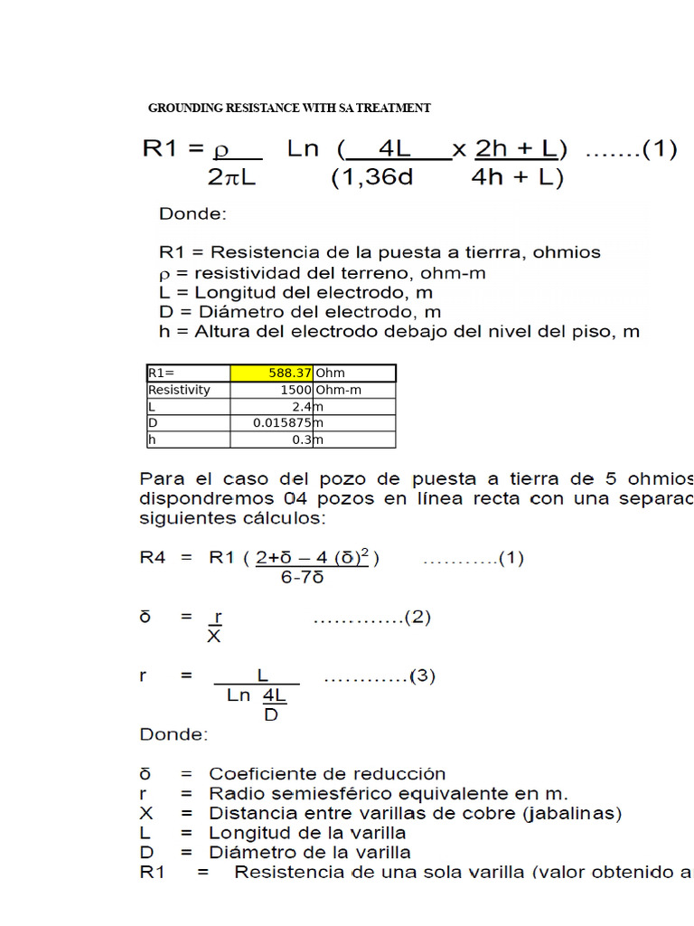 Grounding Resistance Calculation Methods | PDF