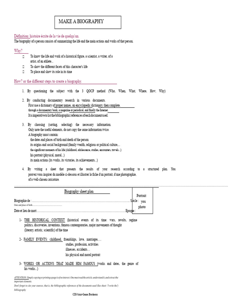 How to Write a Biography Guide | PDF | Bibliography