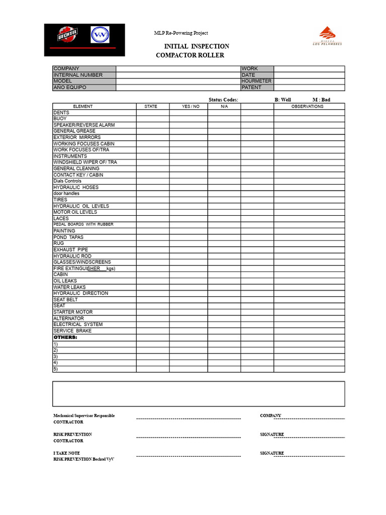 MLP Re-Powering Project Inspection Checklist | PDF | Truck | Tire