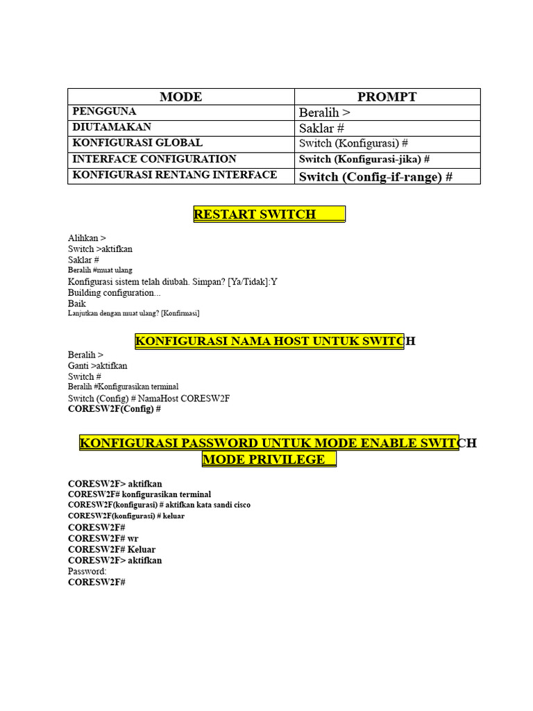 Konfigurasi Switch Cisco dan Routing VLAN | PDF