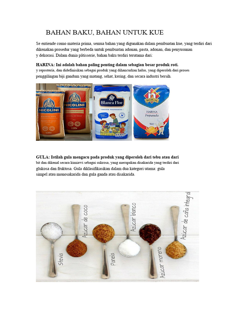 Bahan Baku Utama untuk Kue | PDF