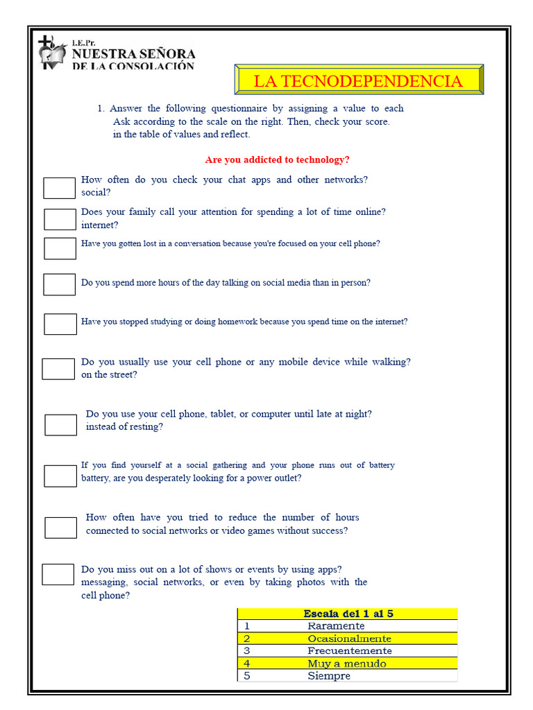 Assessing Tech Dependence Questionnaire | PDF