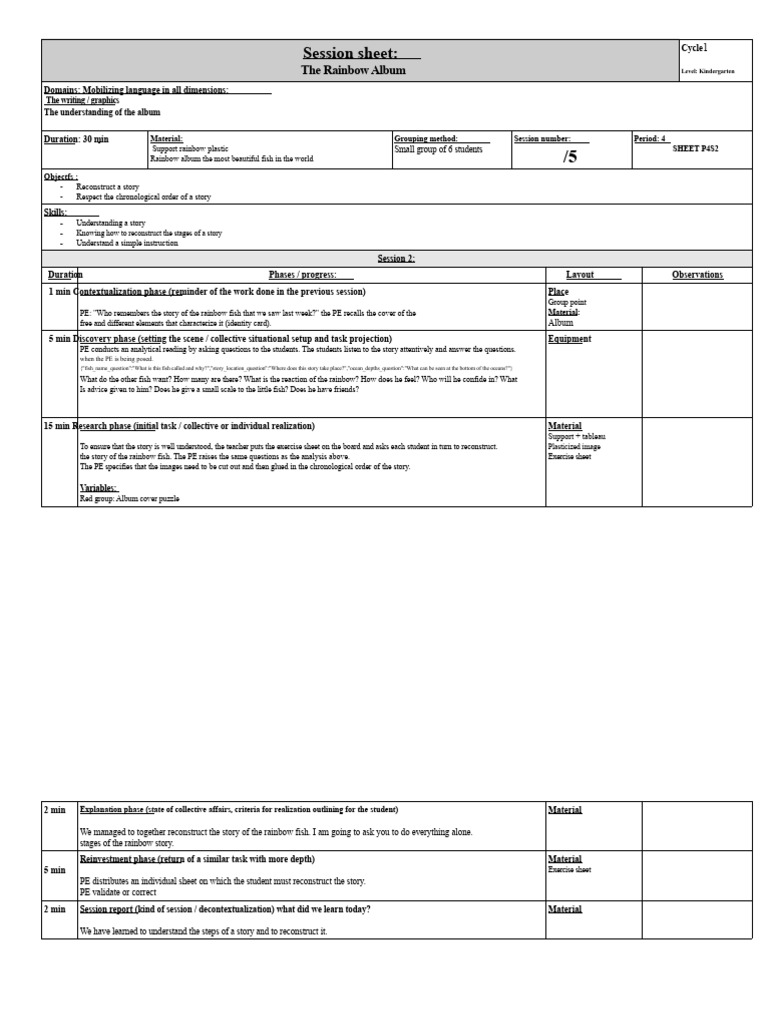 Session Sheet 