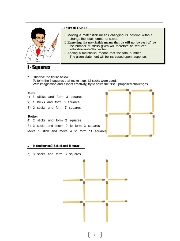 Matchstick Puzzles: Move, Add, Remove | PDF | Area | Weight
