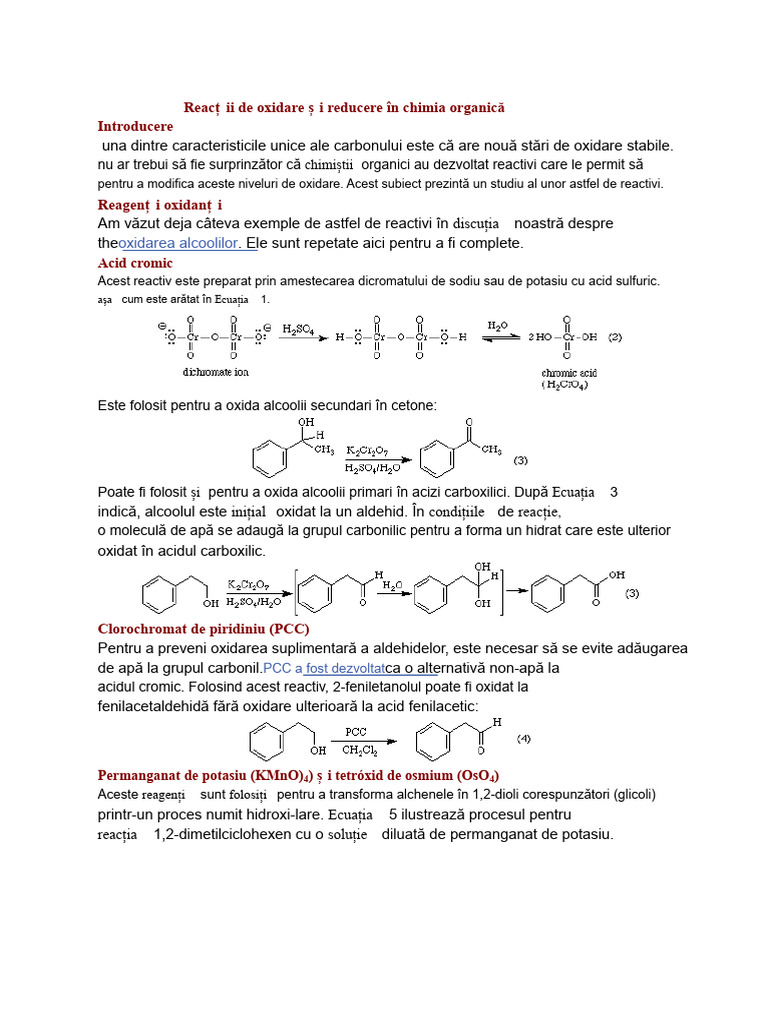 Reacții de Oxidare Și Reducere În Chimie Organică | PDF
