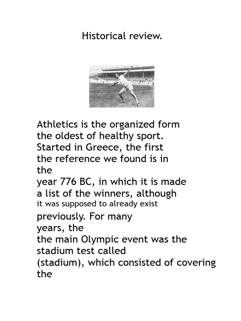 Historical Review of Athletics | PDF | Track And Field | Games Of ...