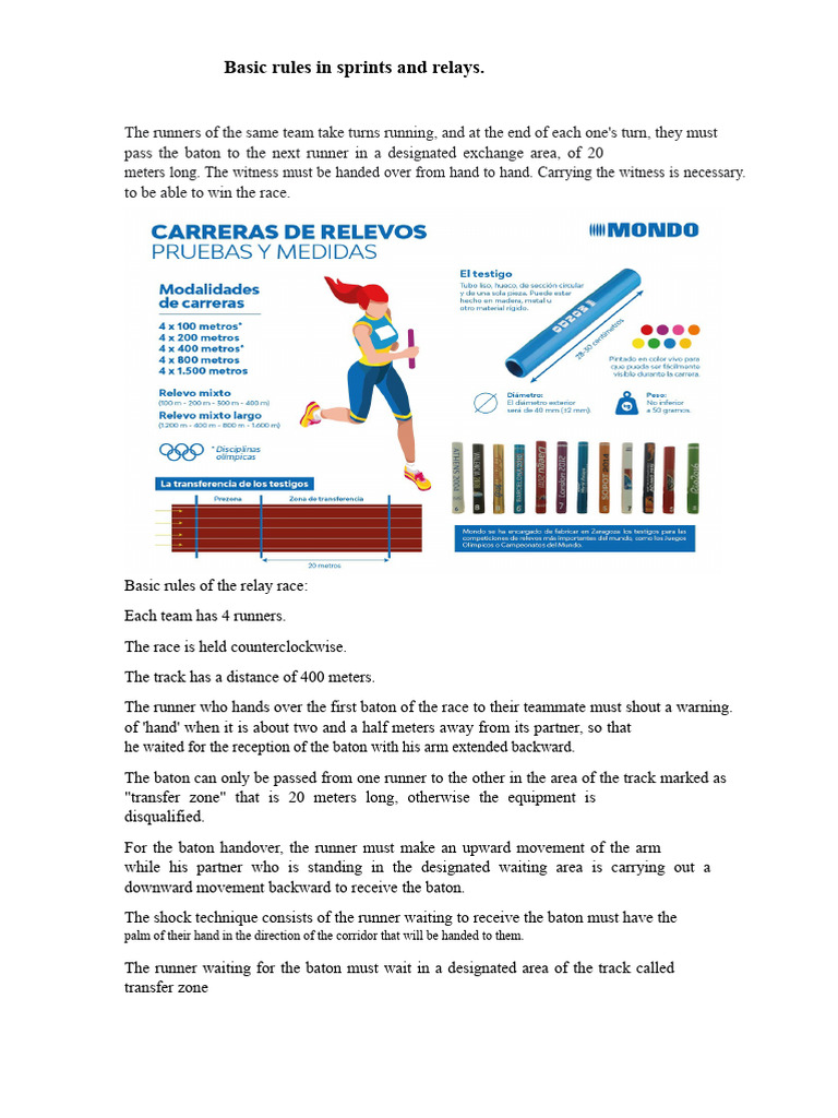 Basic Rules in Sprinting and Relay Races | PDF