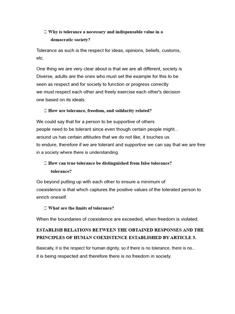 Why Tolerance Is A Necessary and Indispensable Value in A Democratic ...