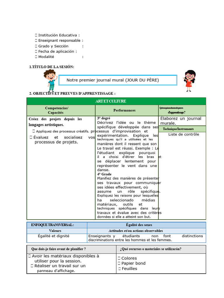 Création d'un Journal Mural en Classe | PDF | Apprentissage | Métacognition