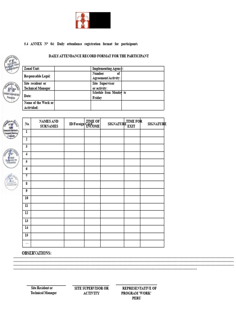 Attendance Record Format - RD 055tp-De - 2020 | PDF