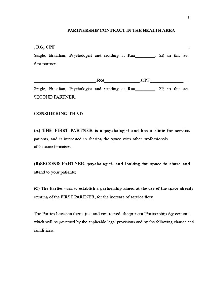 Health Partnership Contract Template | PDF | Indemnity | Private Law
