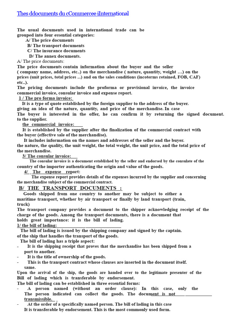 Essential Documents in International Trade | PDF