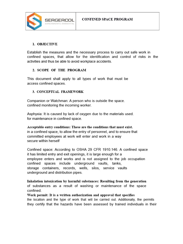 Confined Space Safety Program Guide | PDF | Safety | Occupational ...