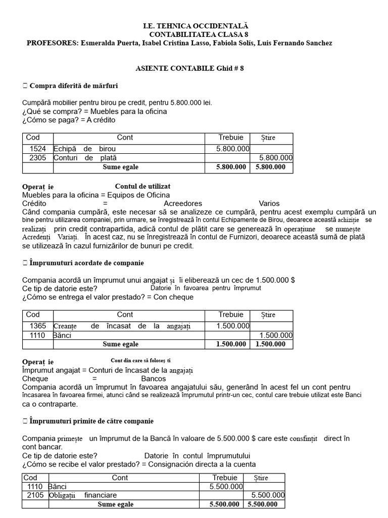 Contabilitate Clasa A VIII-a | PDF