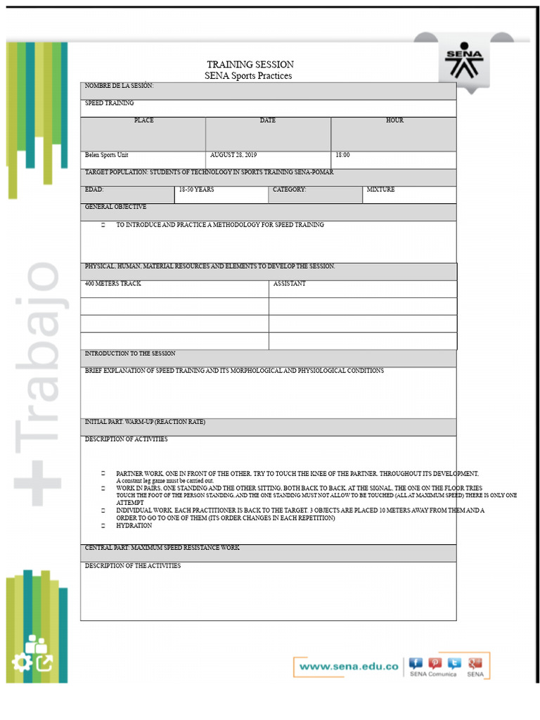 Format For Training Sessions | PDF