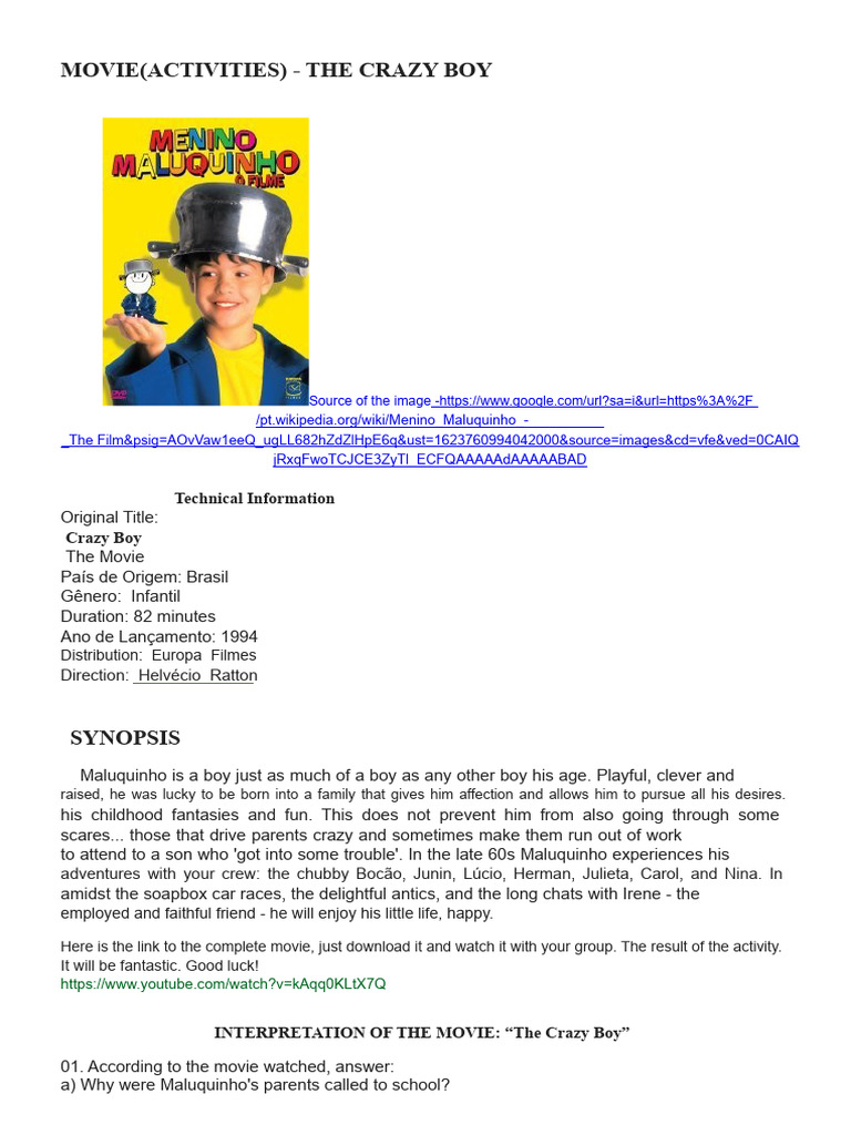 Activity of The Movie The Crazy Boy | PDF