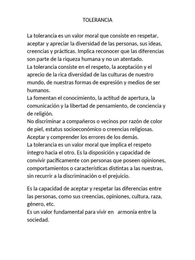 Importancia de la Tolerancia Social | PDF