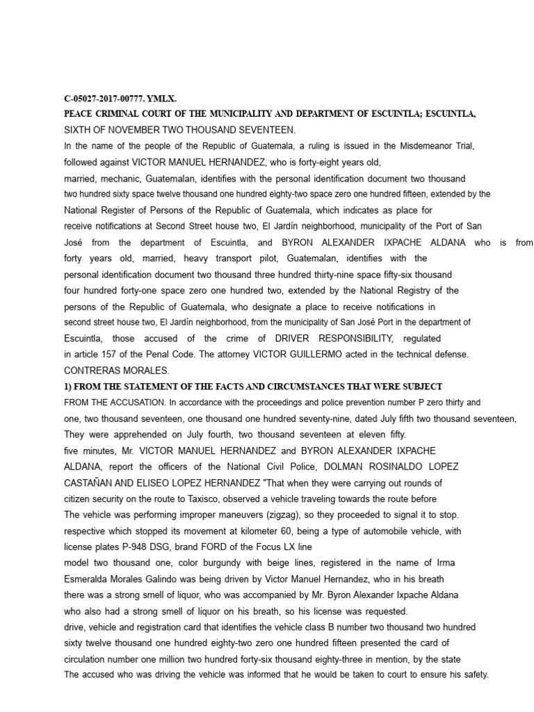 Convicting Sentence Liability of Drivers 05027-2017-01165 Print | PDF ...