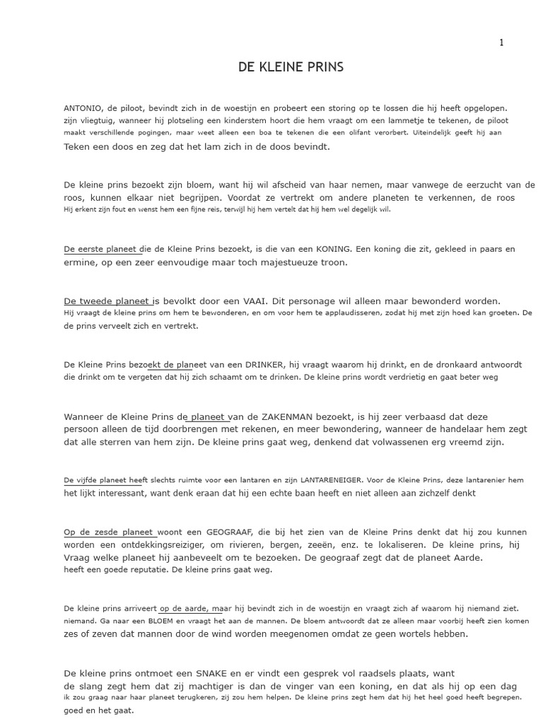 DE KLEINE PRINS - Script | PDF