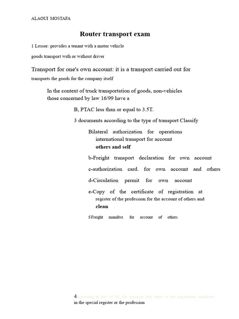 Road Transport Examination | PDF | Transport