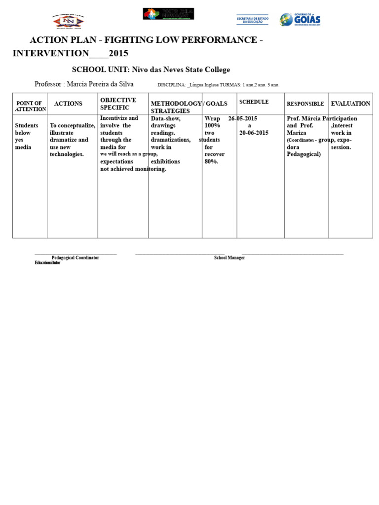 Action Plan for Improving Student Performance | PDF
