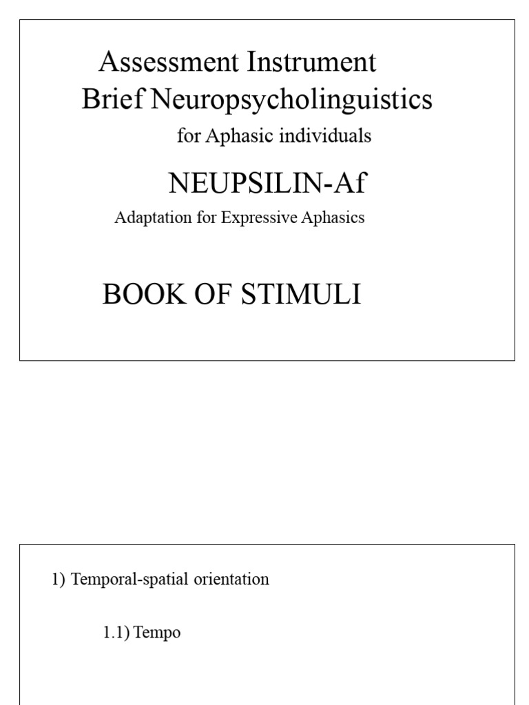 NEUPSILIN-Af stimulus book | PDF | Attention | Perception
