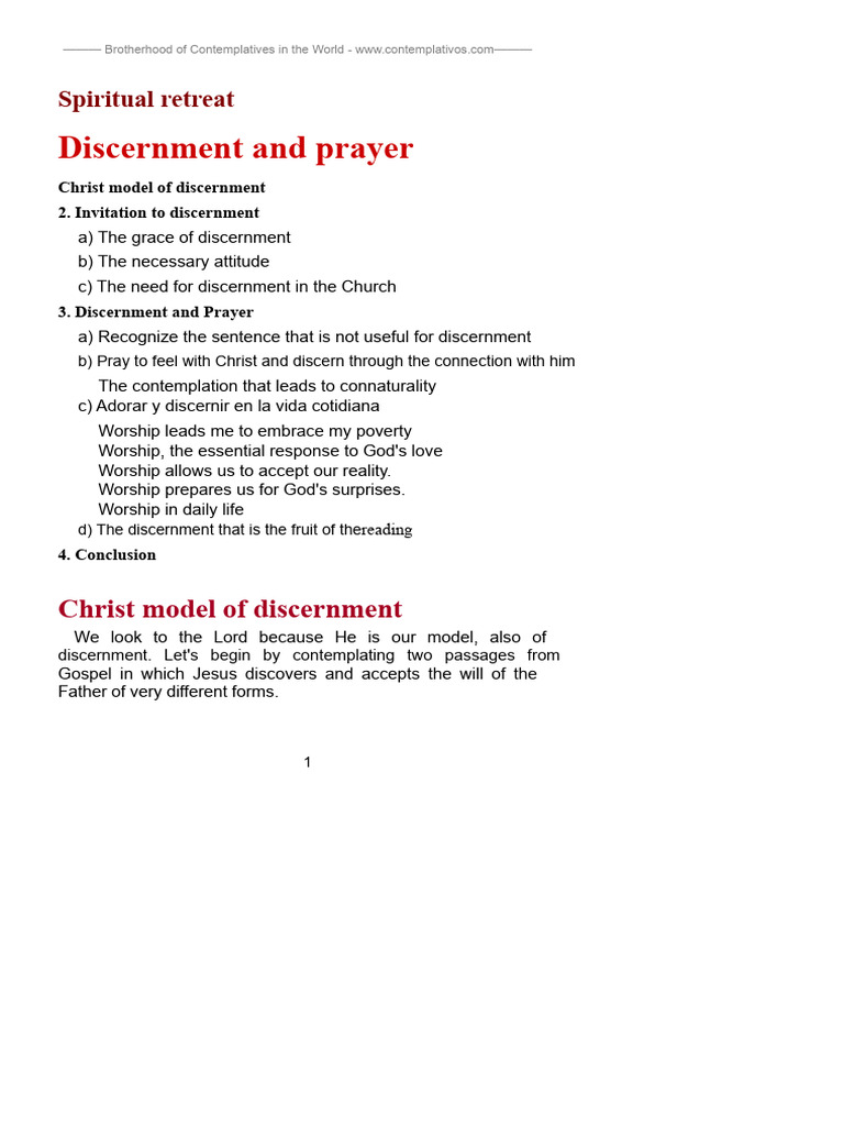 Christ's Model of Discernment in Prayer | PDF | Christian Mysticism ...