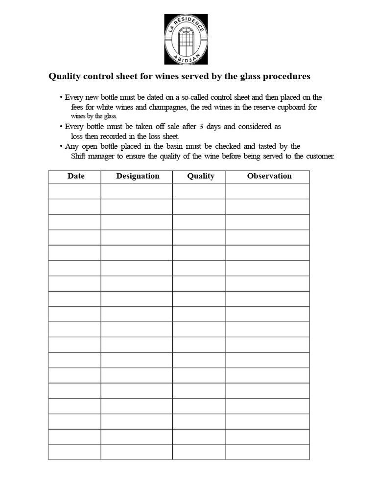 Wine Quality Control Procedures | PDF