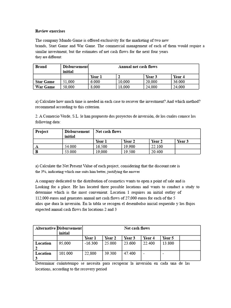 Investment Analysis for Multiple Projects | PDF | Net Present Value ...