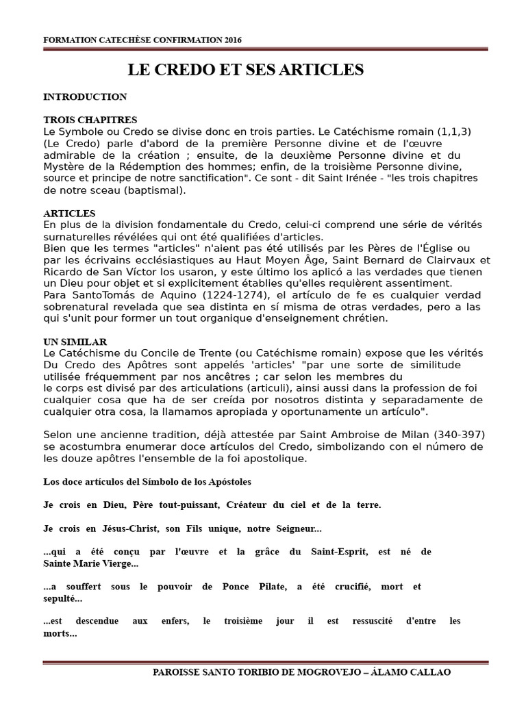 Formation Catéchèse Confirmation 2016 | PDF | Doctrines et croyances ...