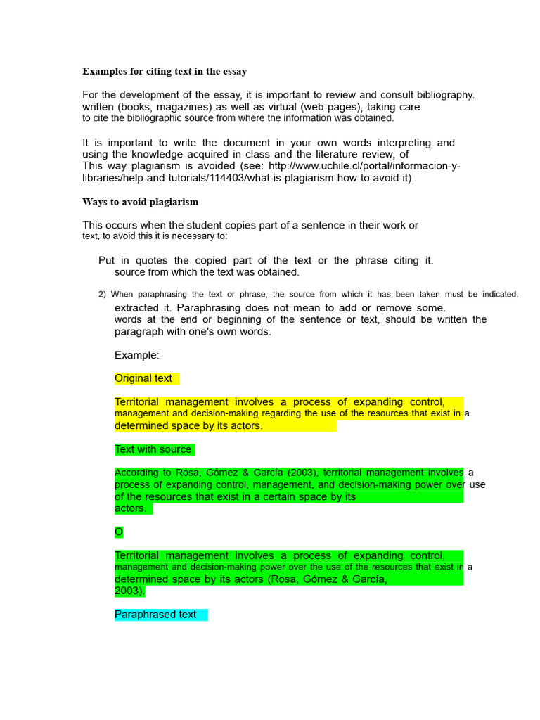 Elements For The Citation and Bibliography of The Essay | PDF ...
