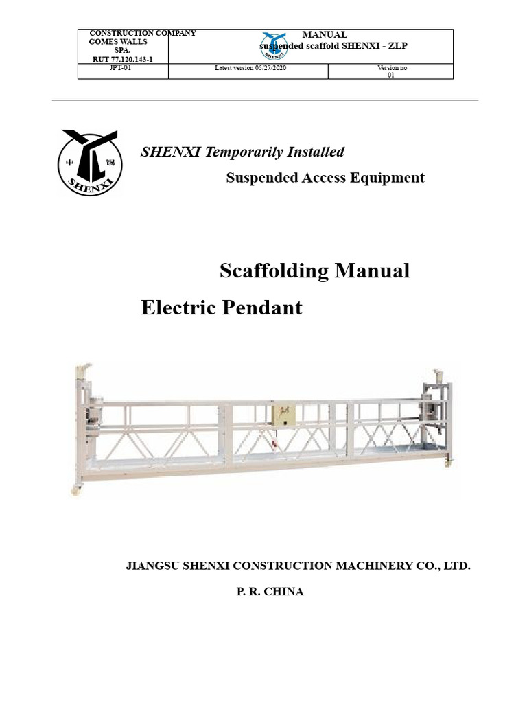 Shenxi Suspended Scaffold Manual | PDF | Scaffolding | Elevator