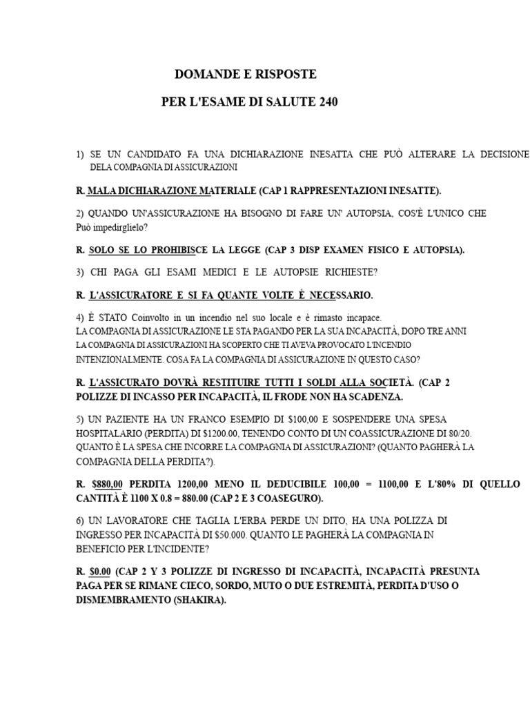 Domande e Risposte Esame Statale | PDF