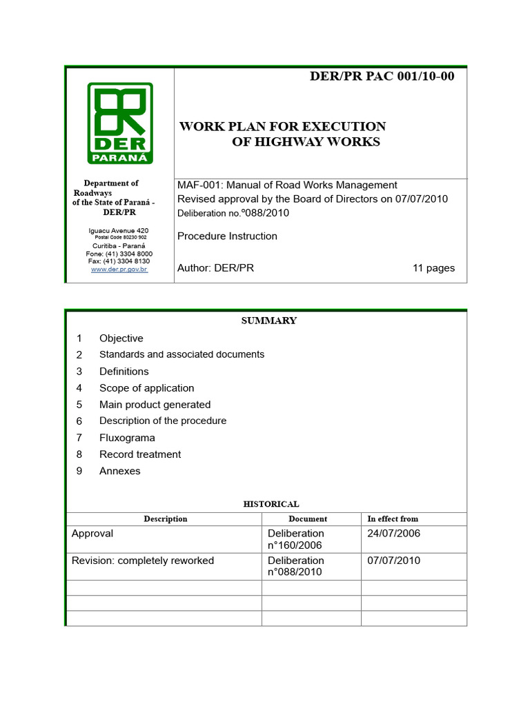 Highway Work Execution Plan Guidelines | PDF | Road