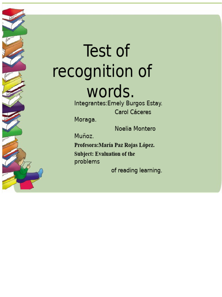 Word Recognition Test Overview | PDF | Psychology | Cognitive Psychology