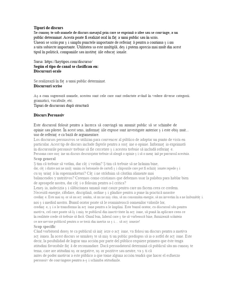 Tipuri de Discurs | PDF