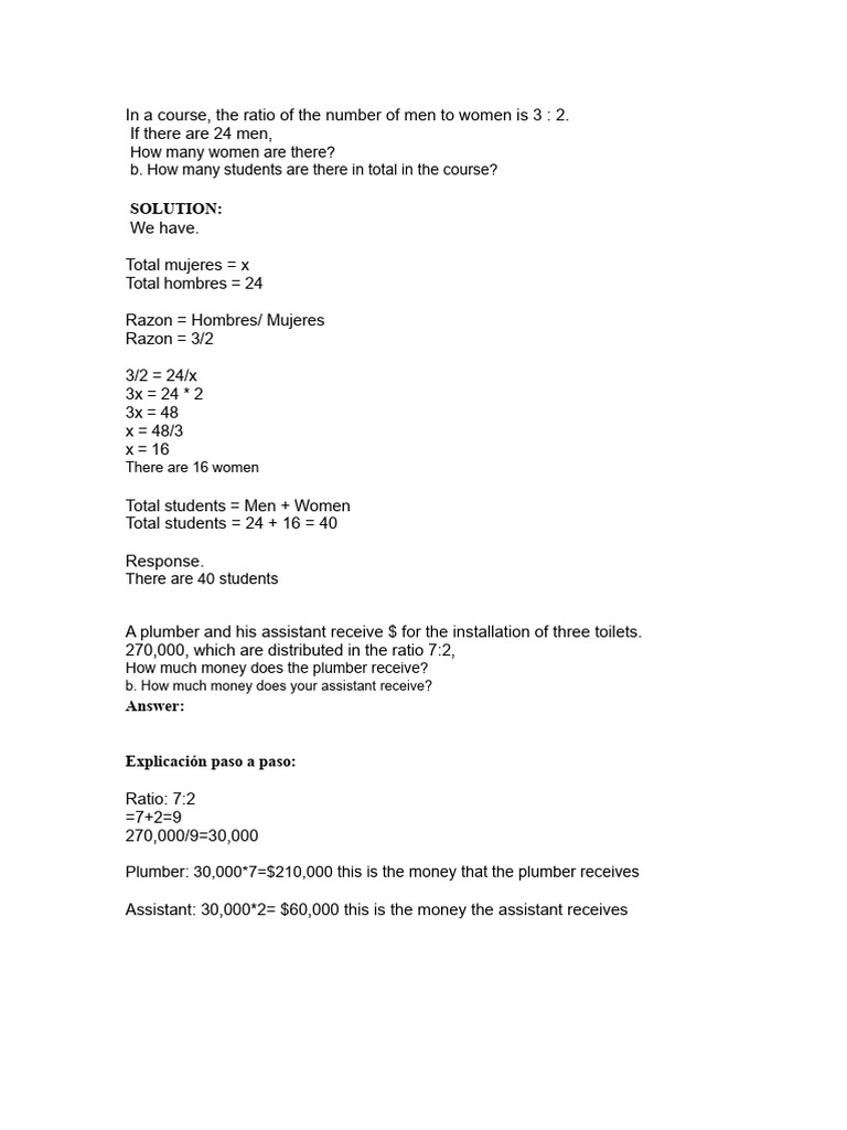 Work On Ratios and Proportions | PDF