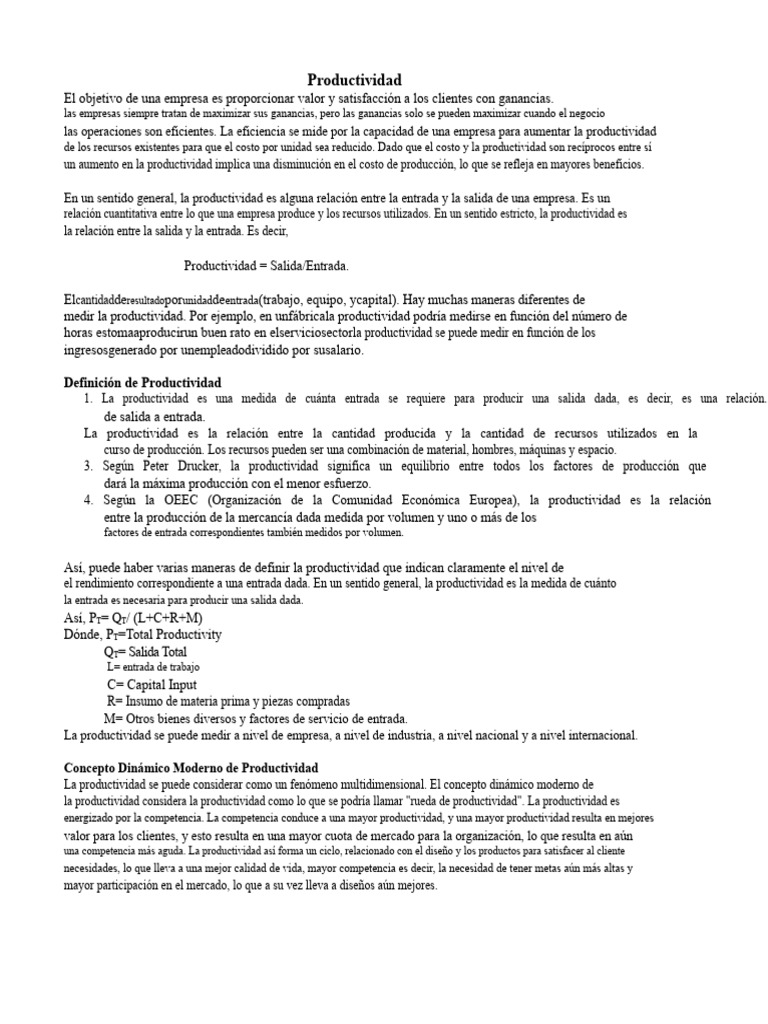 Claves de la Productividad Empresarial | PDF | Business | Beneficio ...