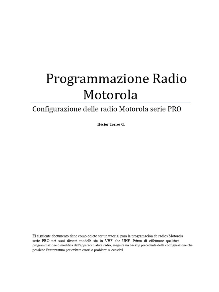Programmazione Radio Motorola | PDF