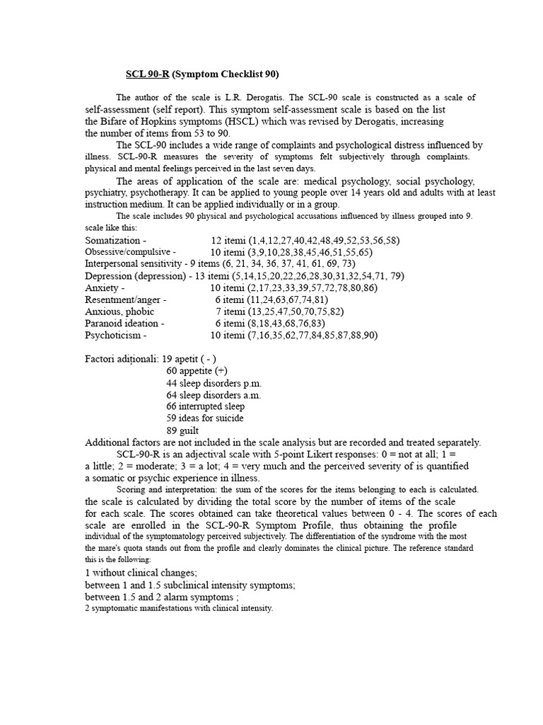 SCL 90 | PDF | Major Depressive Disorder | Anxiety