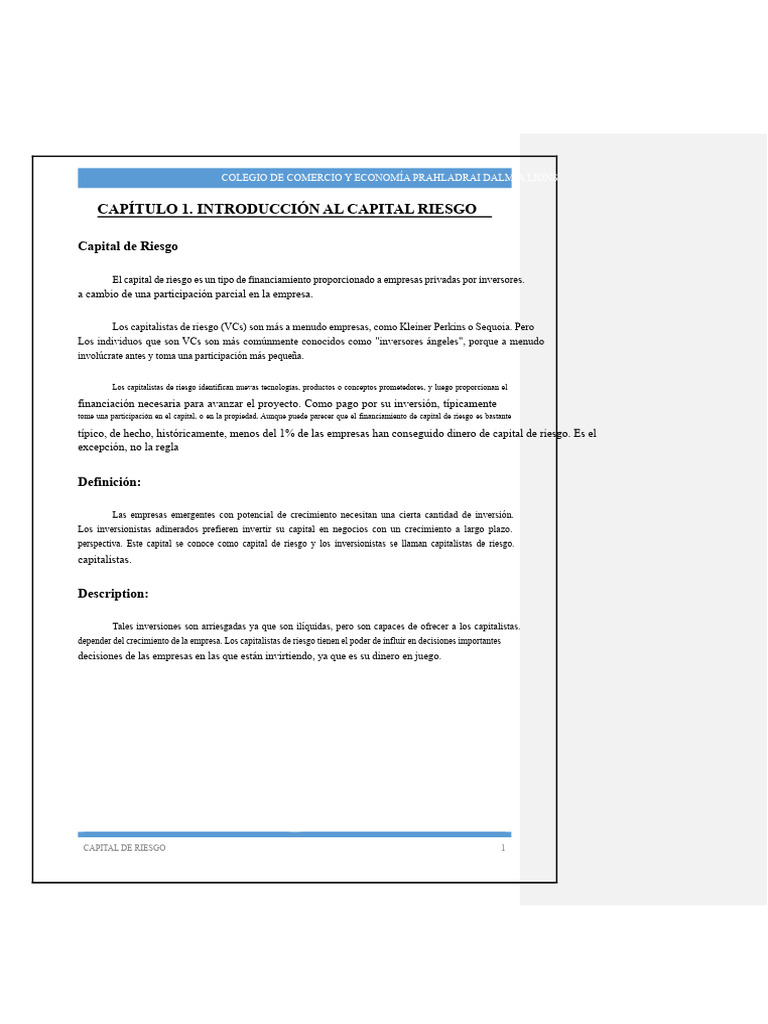 Introducción al Capital de Riesgo | PDF | Finanzas corporativas ...