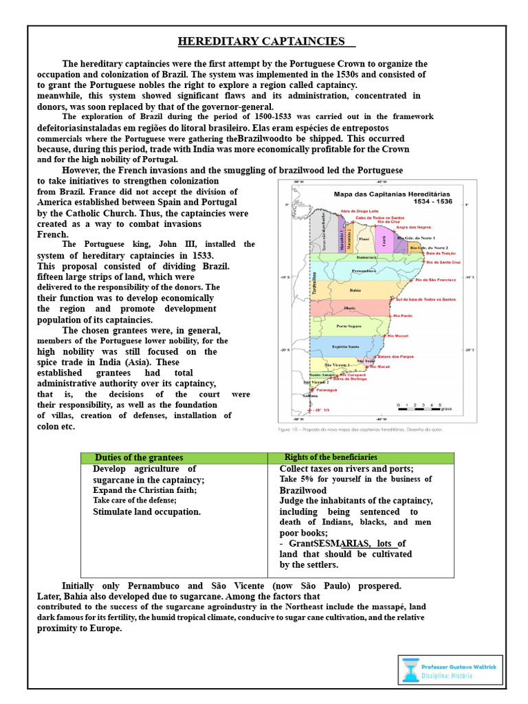 Hereditary Captaincies - 7TH Grade | PDF | Brazil