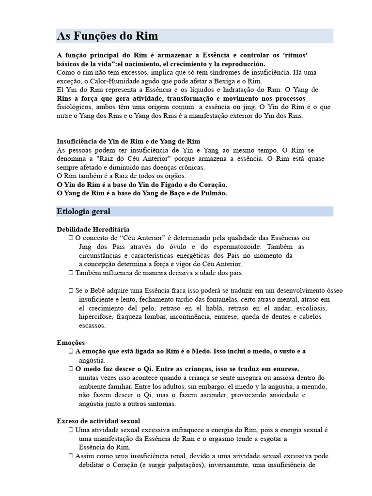 Síndromes de Rim | PDF | Rim | Yin e Yang