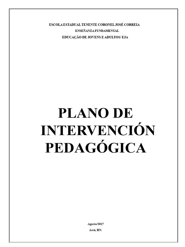 Plan de Intervención Pedagógica EJA 2017 | PDF | Aprendizaje | Cognición