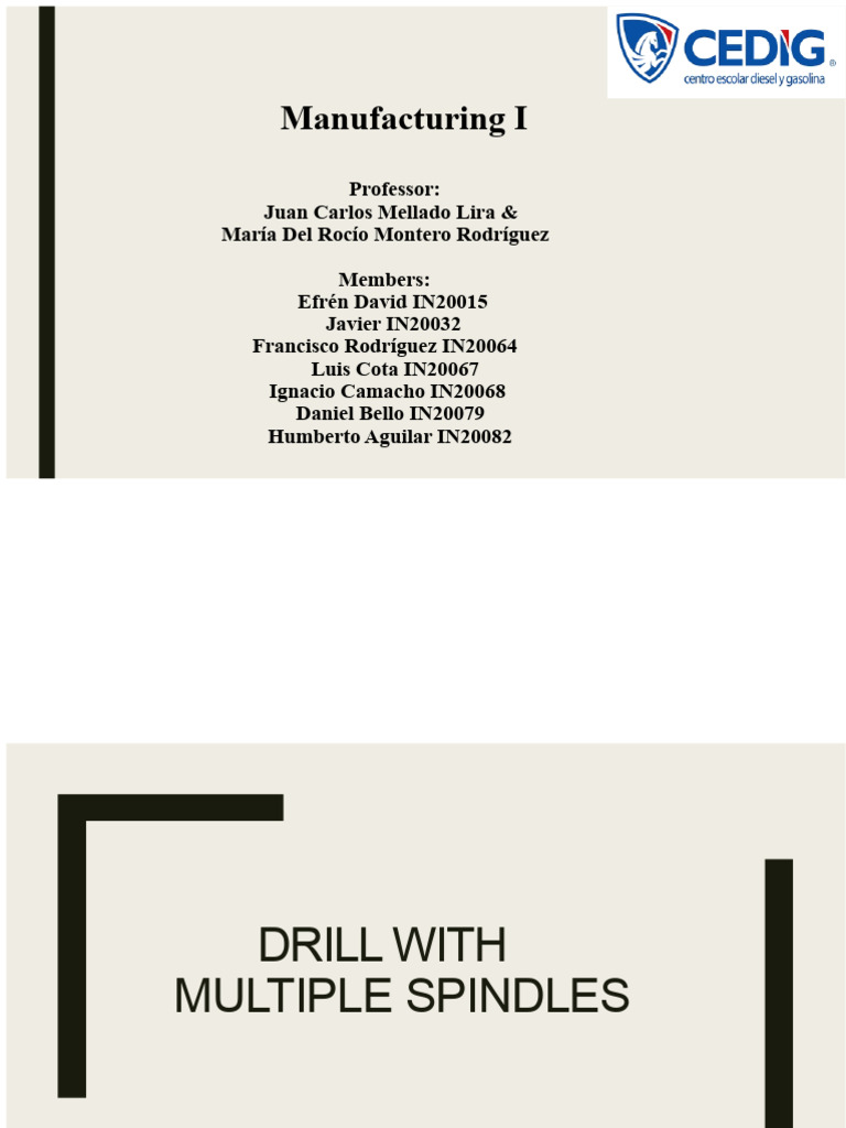 Multiple Spindles. | PDF | Drill | Drilling