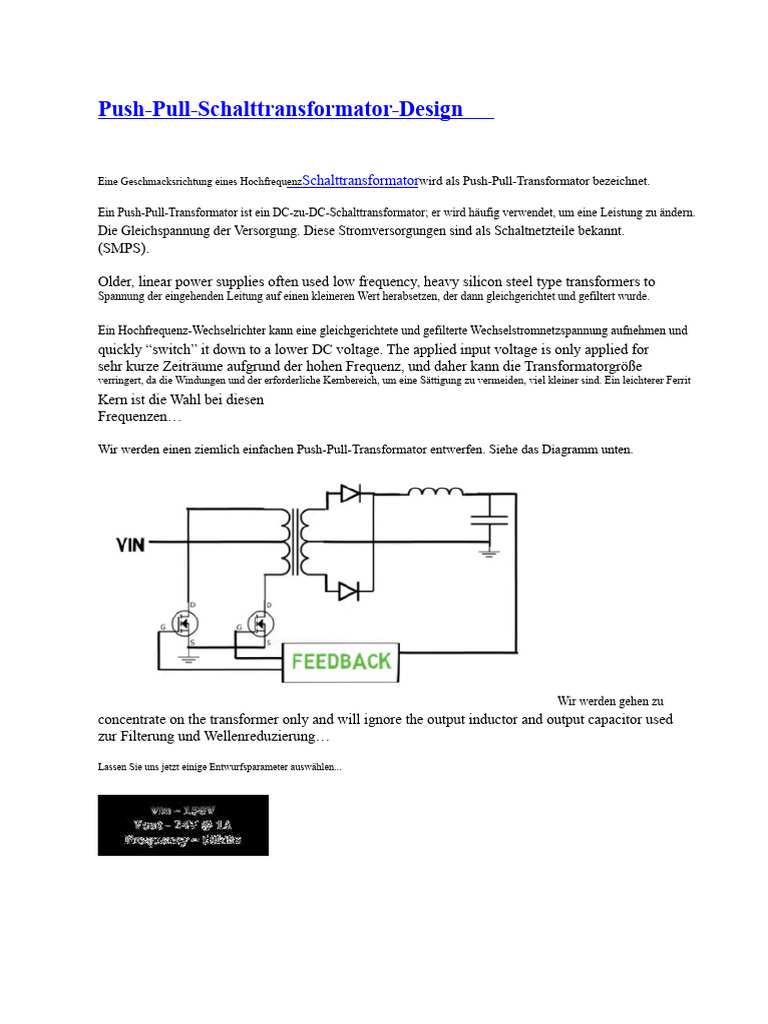 Push Pull Transformator Design | PDF