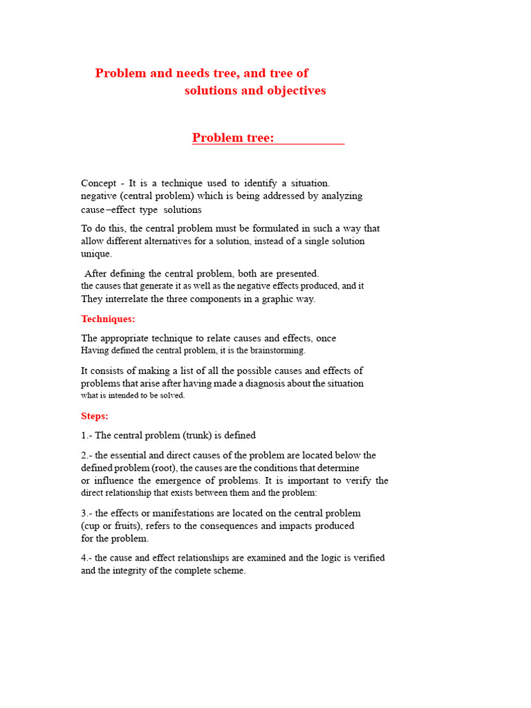 Problem and Objectives Tree Analysis | PDF | Analysis | Causality
